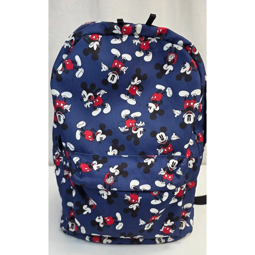 Disney Store Mickey Mouse Backpack Navy Blue All Over Print Canvas School Bag